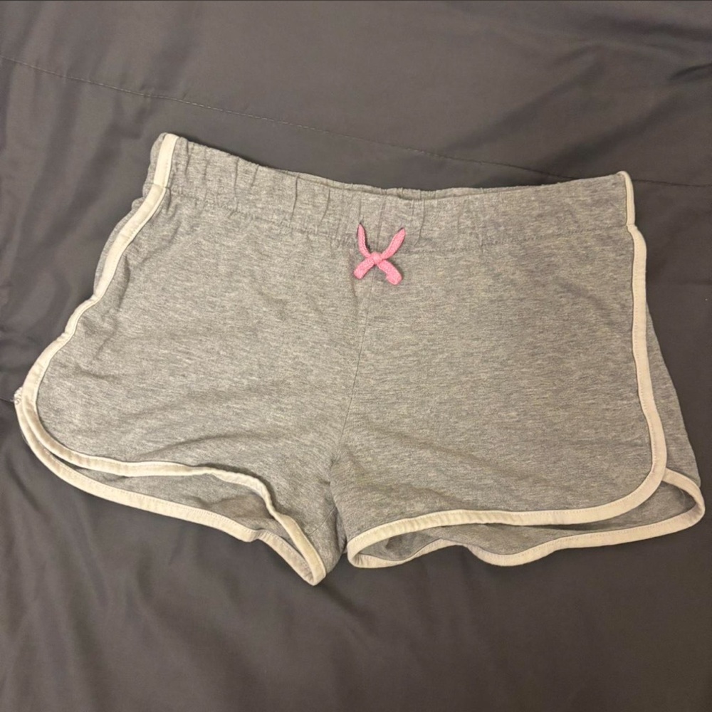 Old Navy Gray Athletic Lounge Shorts with Pink Bow